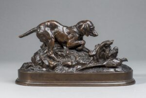 POULTRY ON POINT AT A PHEASANT