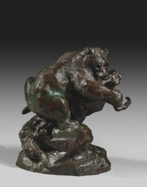 BEAR CLIMBING A TREE, EATING AN OWL