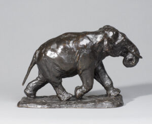 RUNNING ELEPHANT, TRUNK COILED